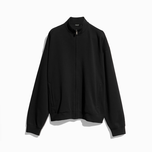 Cotton jersey zip jacket with embroidery