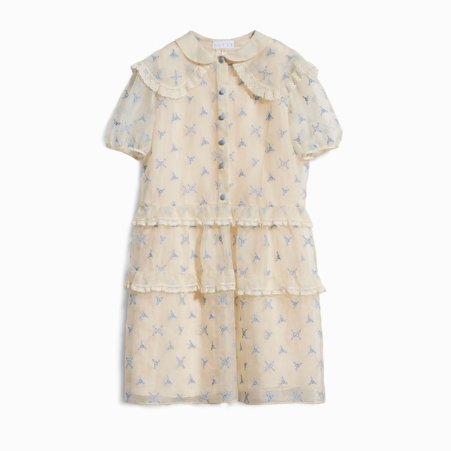 Children's embroidered silk dress
