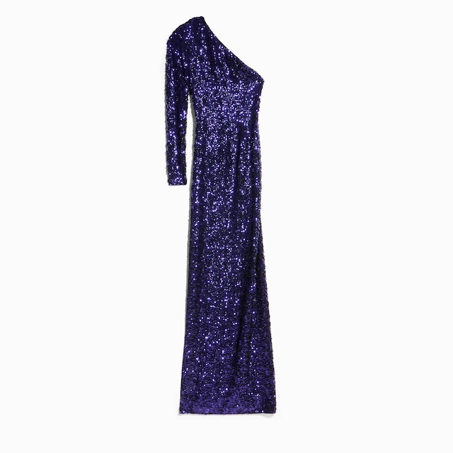 Embroidered silk georgette long dress