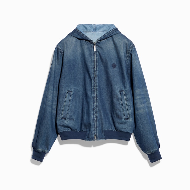 Giacca con cerniera reversibile in denim di cotone