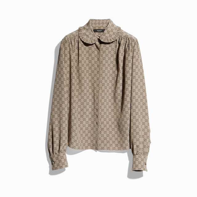 Printed silk crêpe de chine shirt