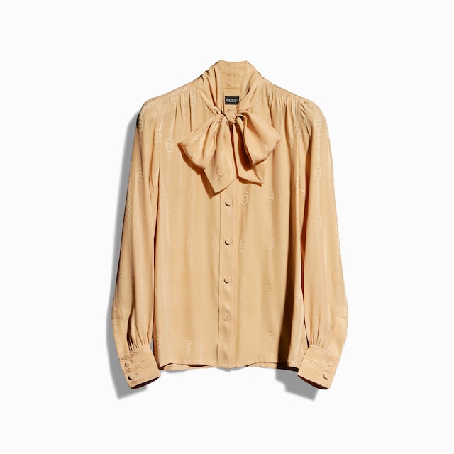 Interlocking G chain silk jacquard shirt