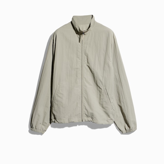 Veste zippée en faille en nylon froissé avec broderie