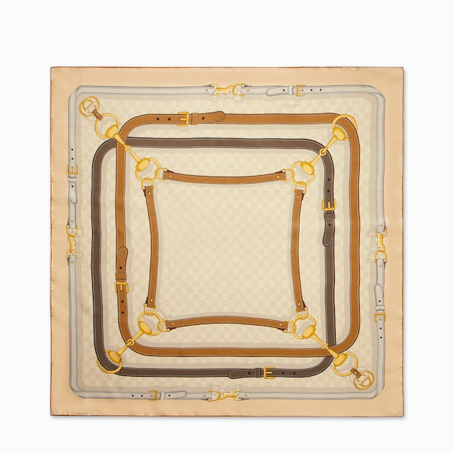 Printed GG silk twill jacquard carré
