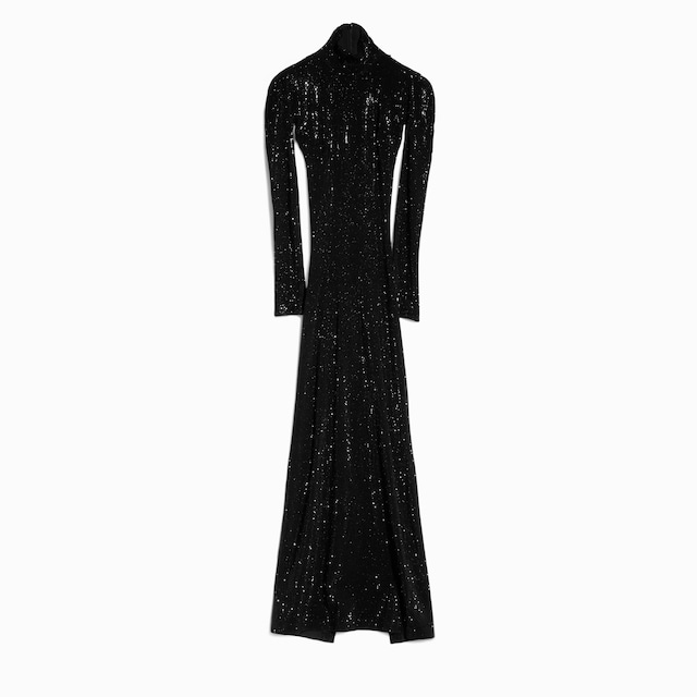 Stretch nylon jersey dress with crystals