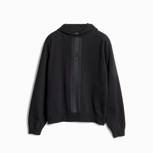 Cotton hooded sweatshirt with muted Web