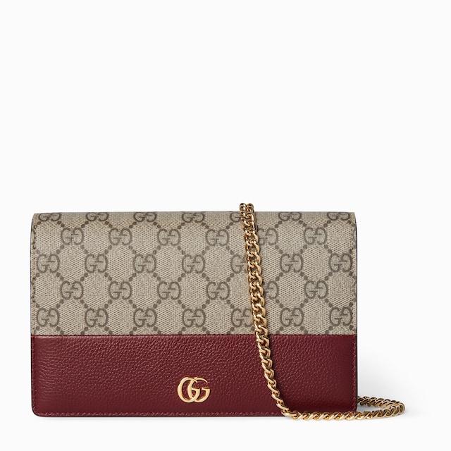 Portefeuille bicolore sur chaîne GG Marmont