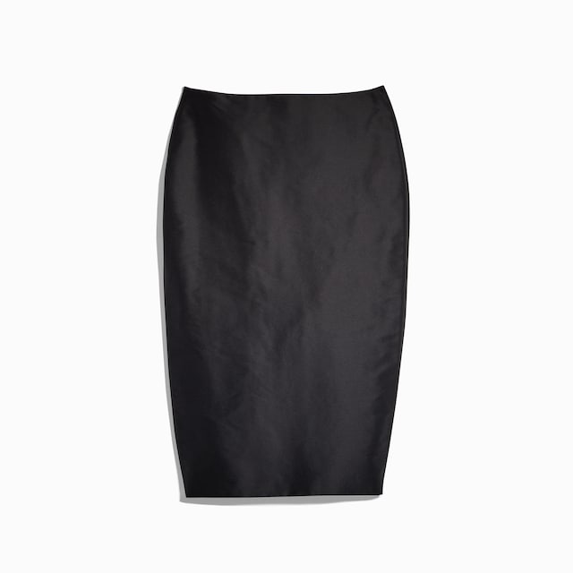 Fine silk faille midi skirt
