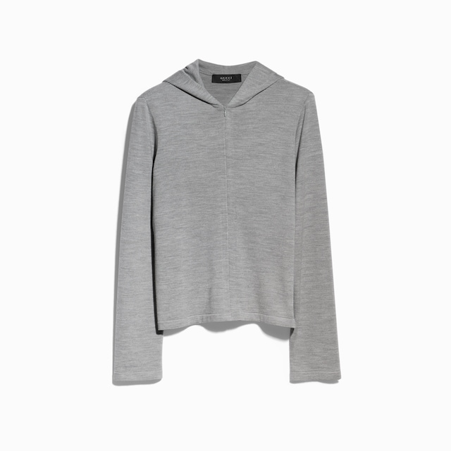Wool silk blend hooded cardigan