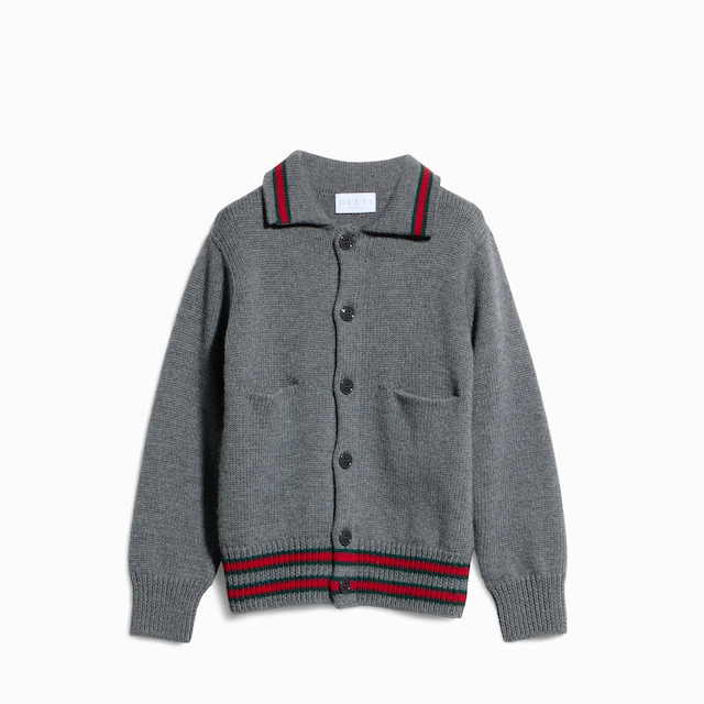 Children's wool polo cardigan