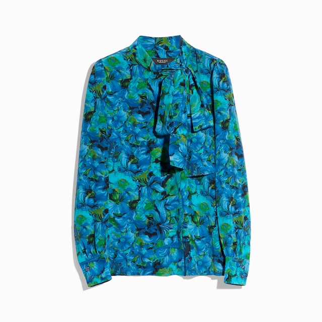 Printed silk crêpe de chine shirt