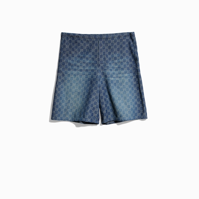 Short en denim de coton chambray GG