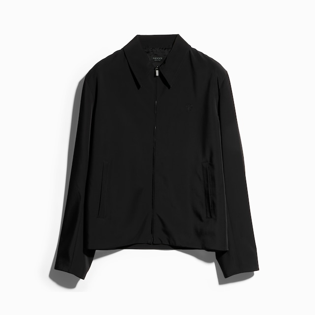 Giacca con zip in poliestere stretch con ricamo