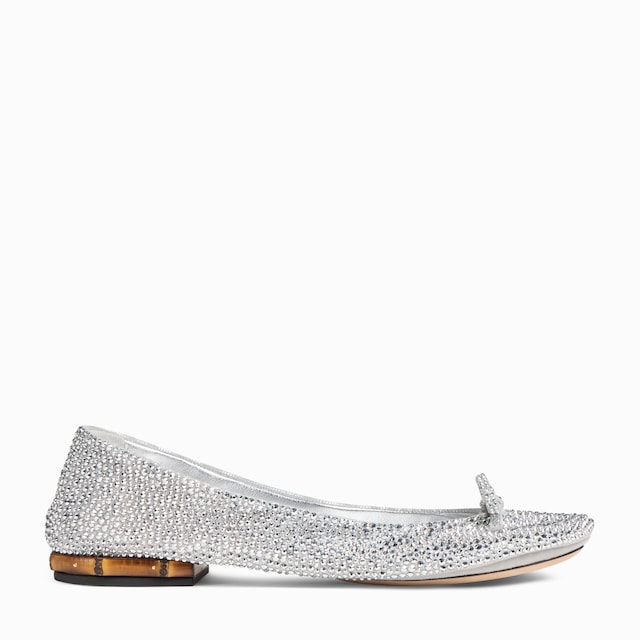 Women's crystal ballerina with bamboo
