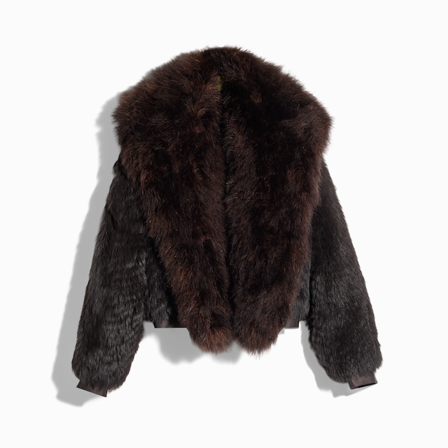 Long hair shearling bomber jacket