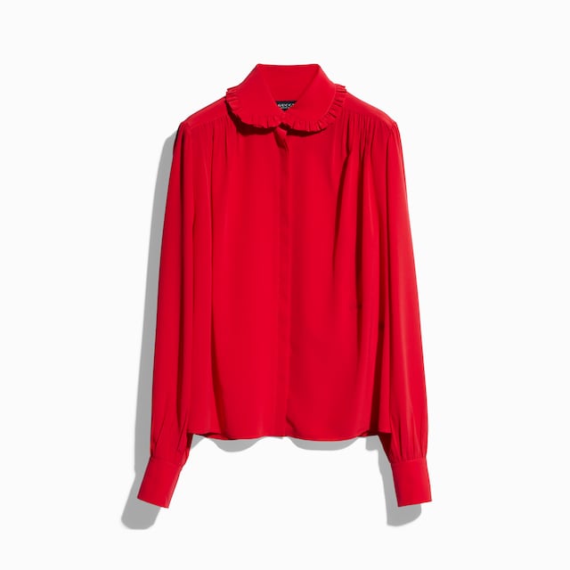 Camisa de crepé de China de seda con bordado