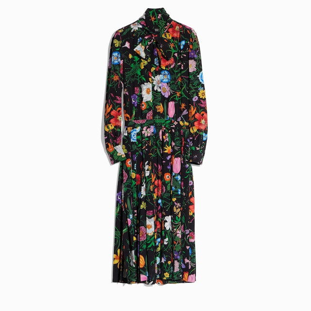 Robe imprimée en crêpe de Chine en soie