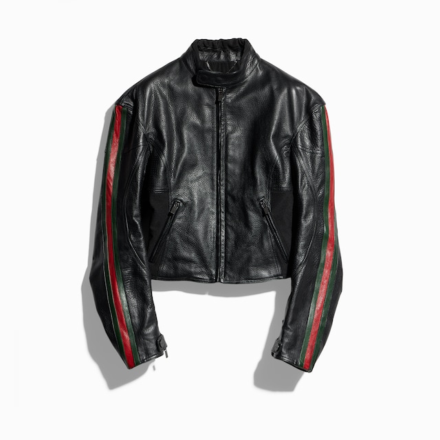 Chaqueta de cuero estilo biker con Web