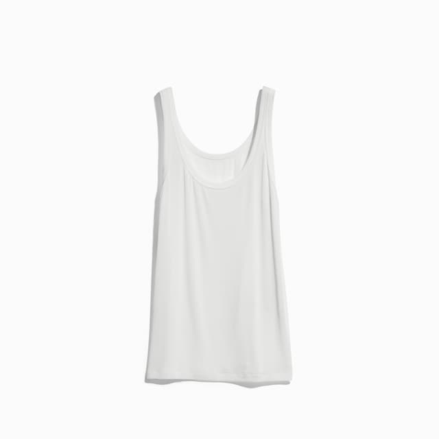 Stretch rib jersey tank top with tag