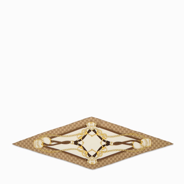 Printed GG silk crêpe diamond scarf