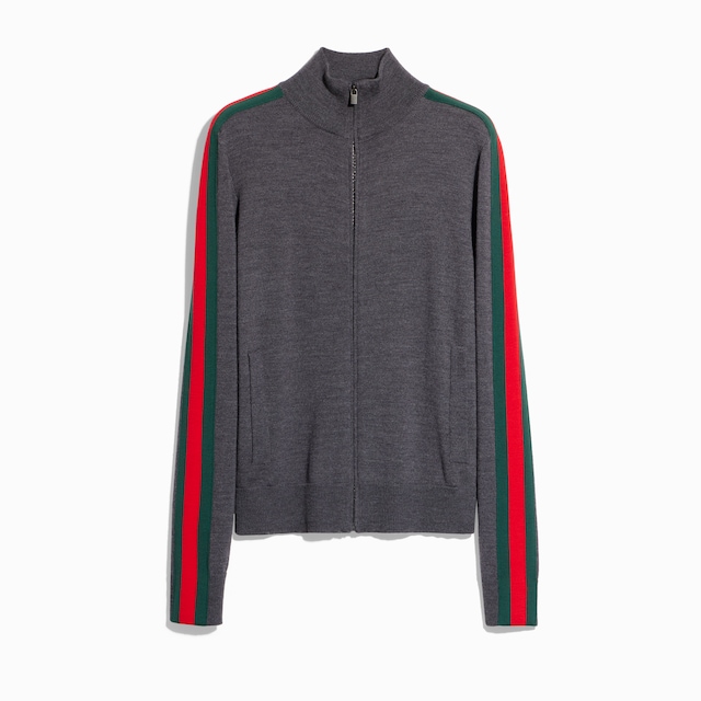 Fine wool zip jacket with Web