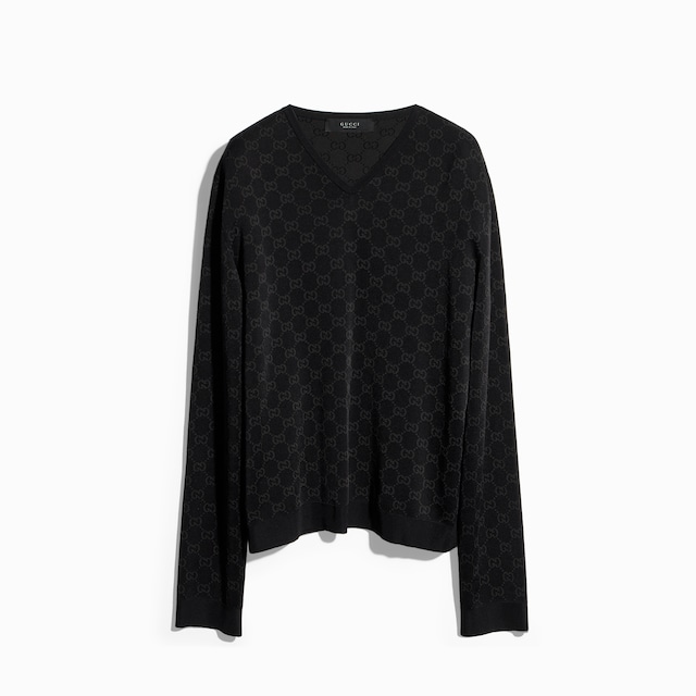 Fine knit viscose GG jacquard sweater