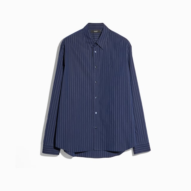 Camisa de algodón con raya diplomática y bordado