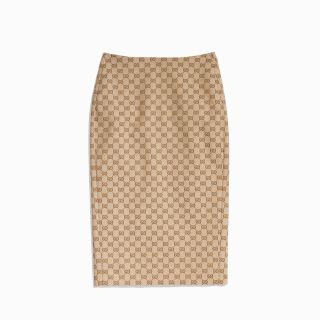 GG cotton canvas midi skirt