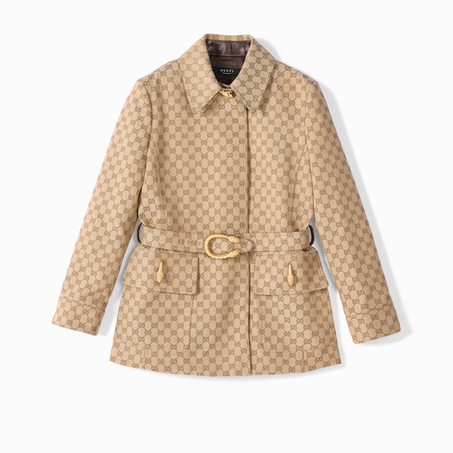 GG cotton canvas fabric coat