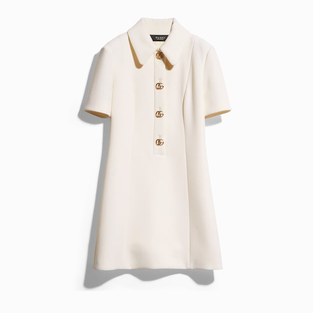Robe en crêpe de laine avec Bouton Double G
