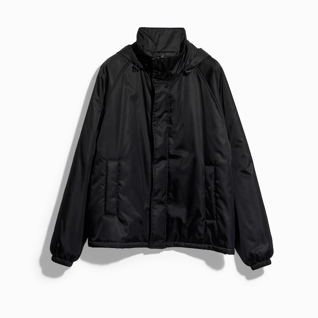Giacca con zip in gabardine di nylon con ricamo