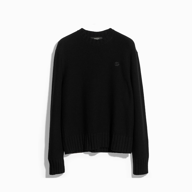 Knit wool cashmere sweater with embroidery