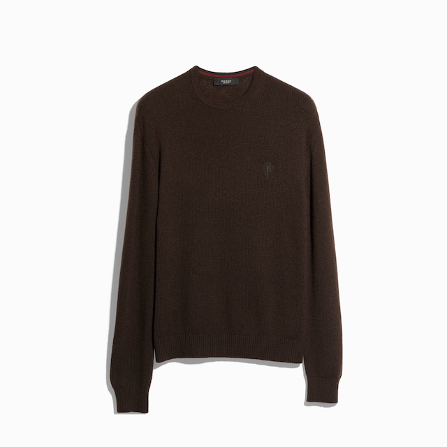 Knit cashmere sweater with embroidery