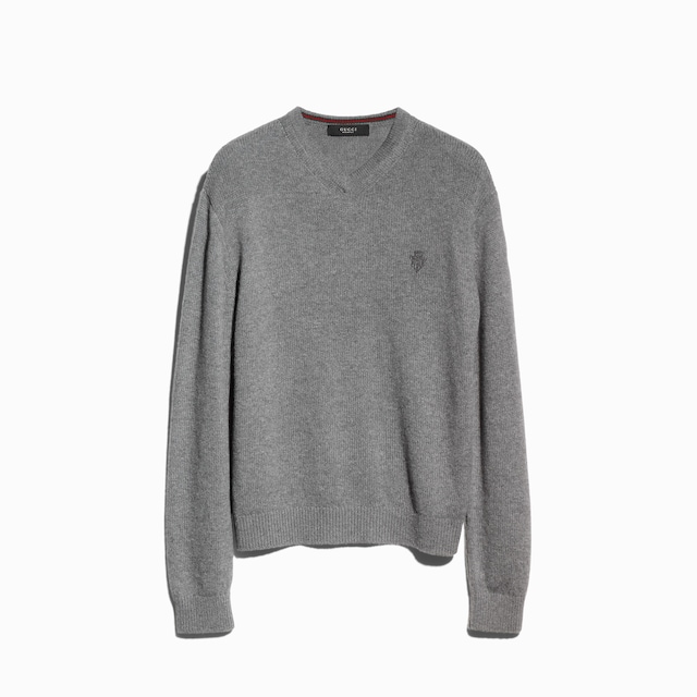 Knit cashmere sweater with embroidery