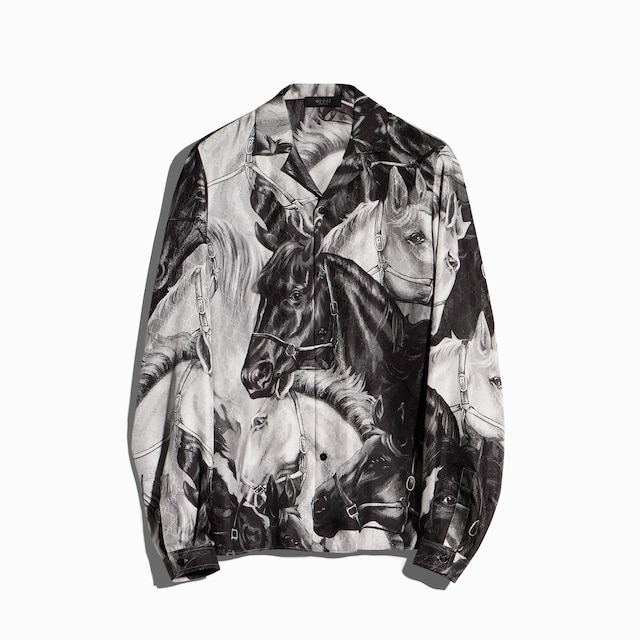 Printed GG silk twill jacquard shirt