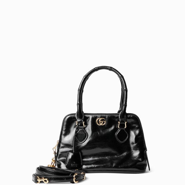 Small bamboo-effect top handle bag