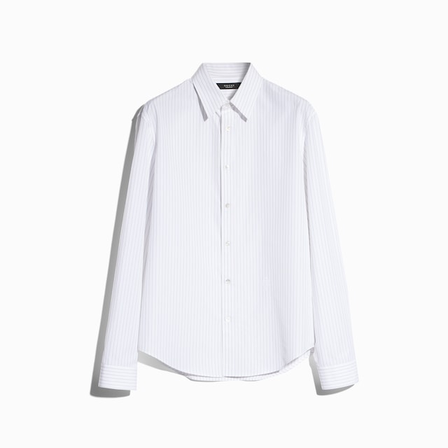 Striped cotton poplin jacquard shirt