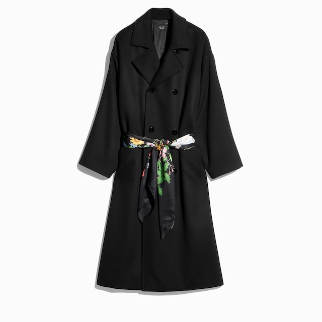 Abrigo de cashmere de lana con foulard