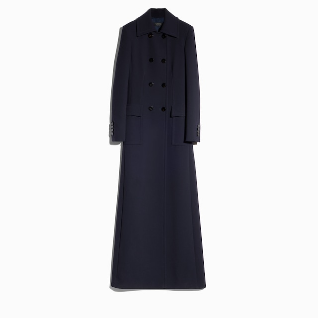 Crêpe wool long coat