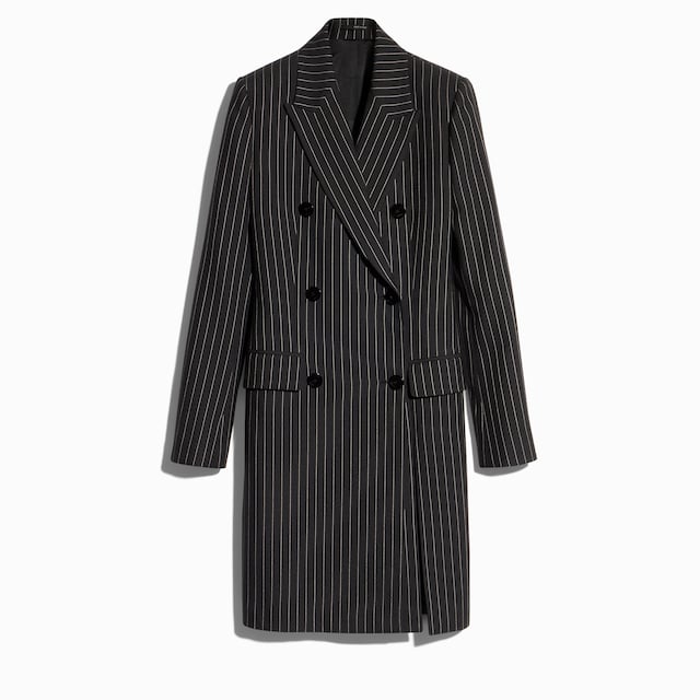 Pinstripe wool silk coat