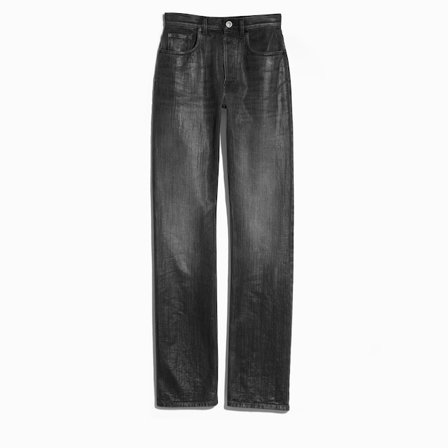 Cotton denim pants with coating