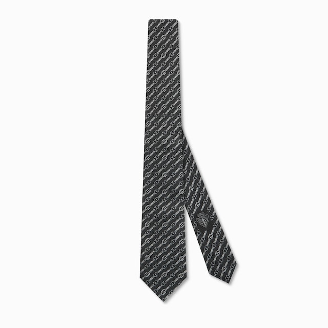 Cravate en jacquard de soie à motif GG enlacés