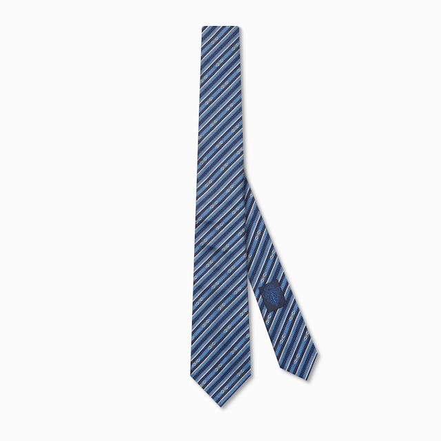 Cravate en jacquard de soie à rayures et Mors