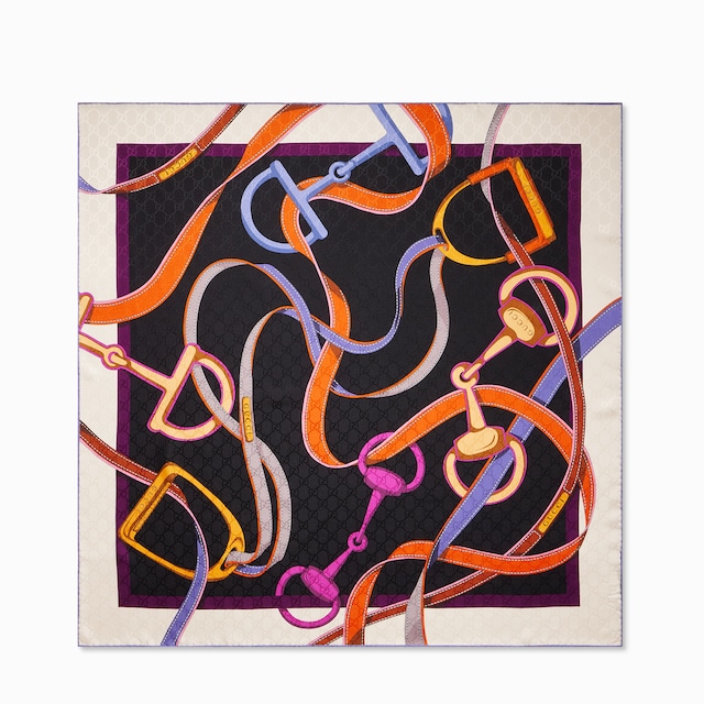Printed GG silk jacquard carré