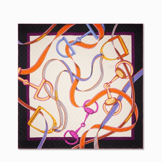 Printed GG silk jacquard carré