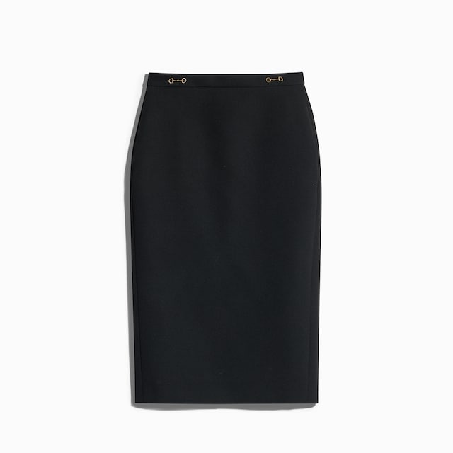 Wool crêpe skirt with Horsebit