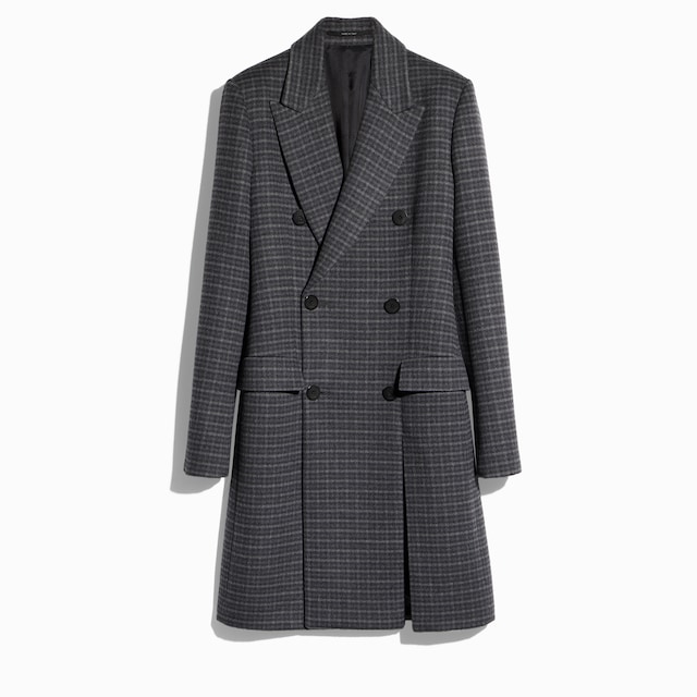 Checked wool coat