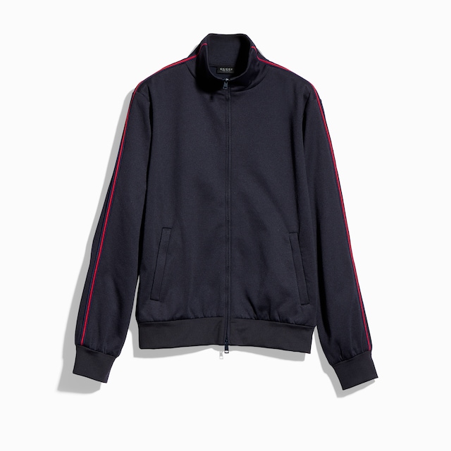 Shiny technical jersey zip jacket