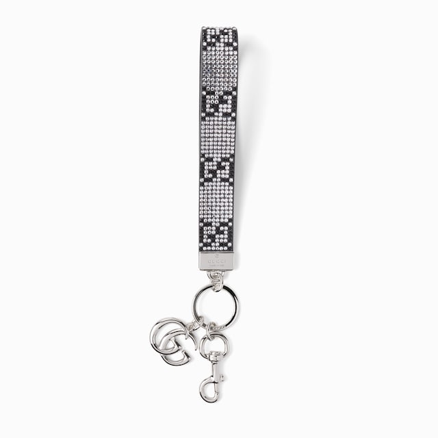 Crystal keychain charm with GG