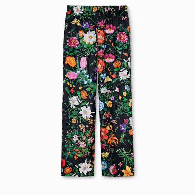 Printed silk twill pants
